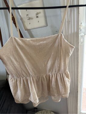 American Eagle Outfitters Cream Velvet Peplum Cami